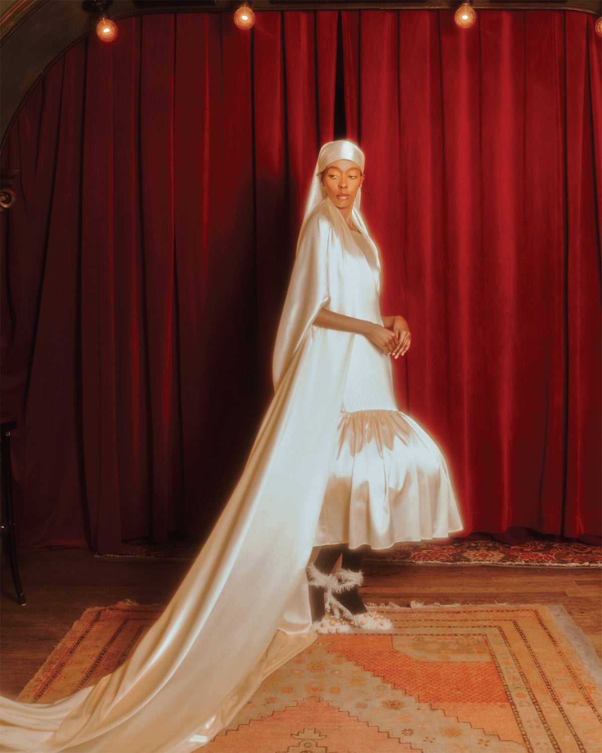 Patty Dress in Ivory Silk