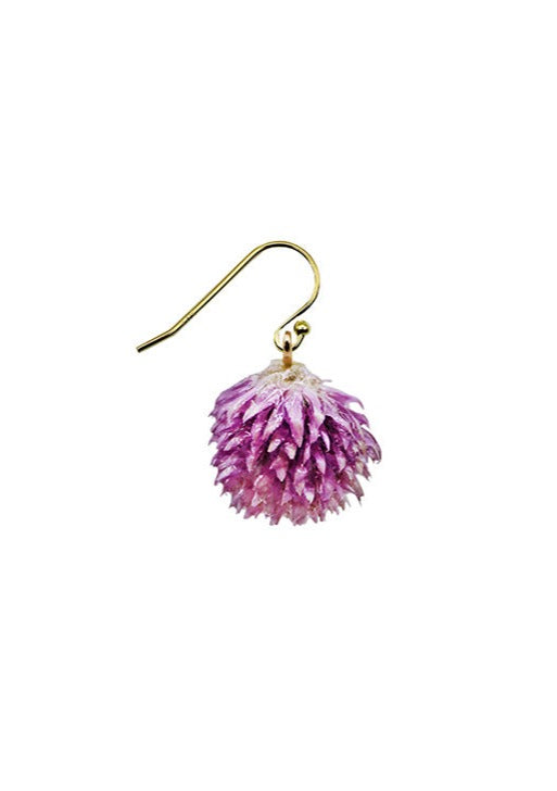Resin Coated Purple Spiky Provence Thistle on a French Hook Earring