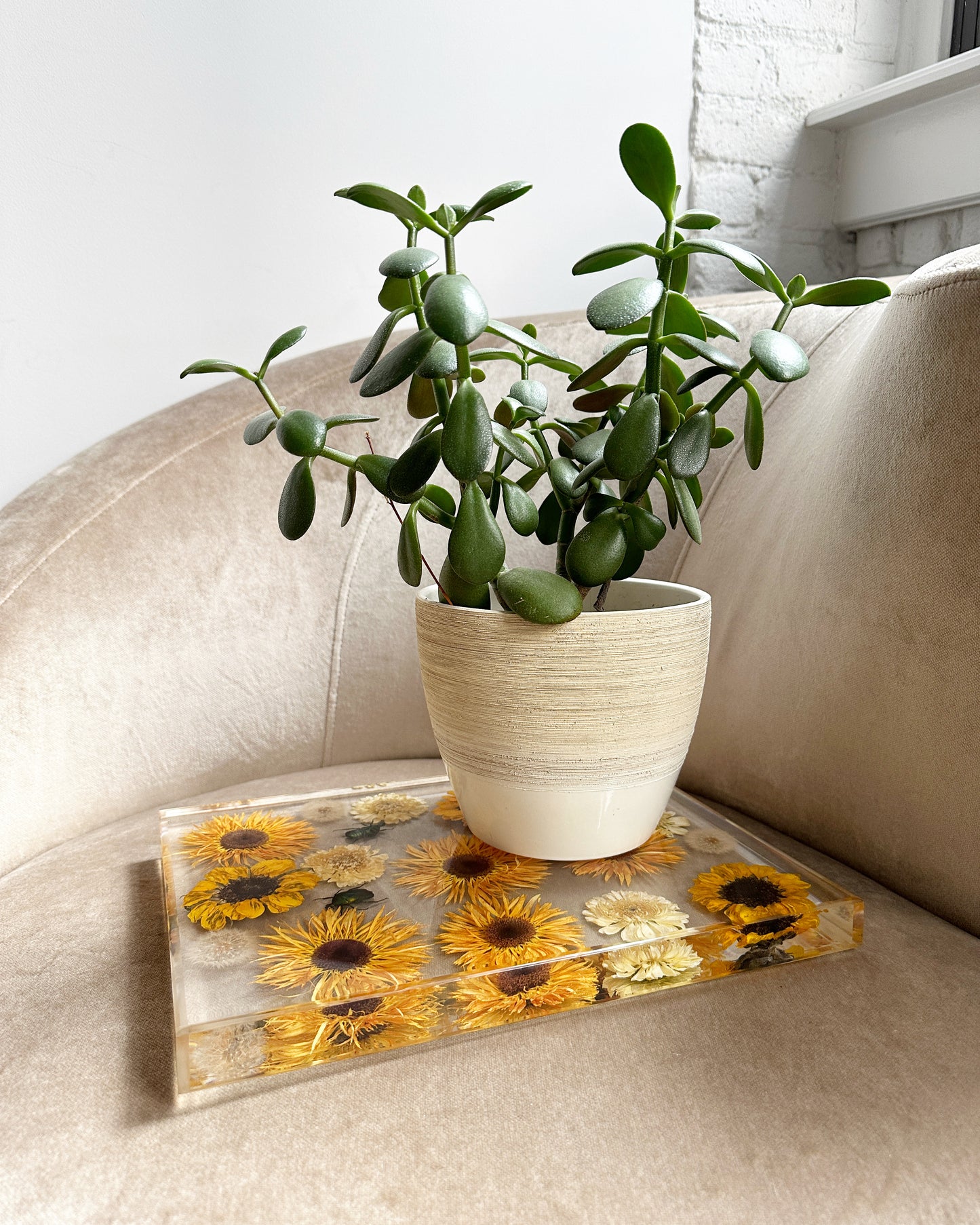 Sunflowers & Beetles Tray- OOAK
