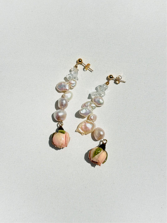 Champagne Cornflake Pearl Earrings