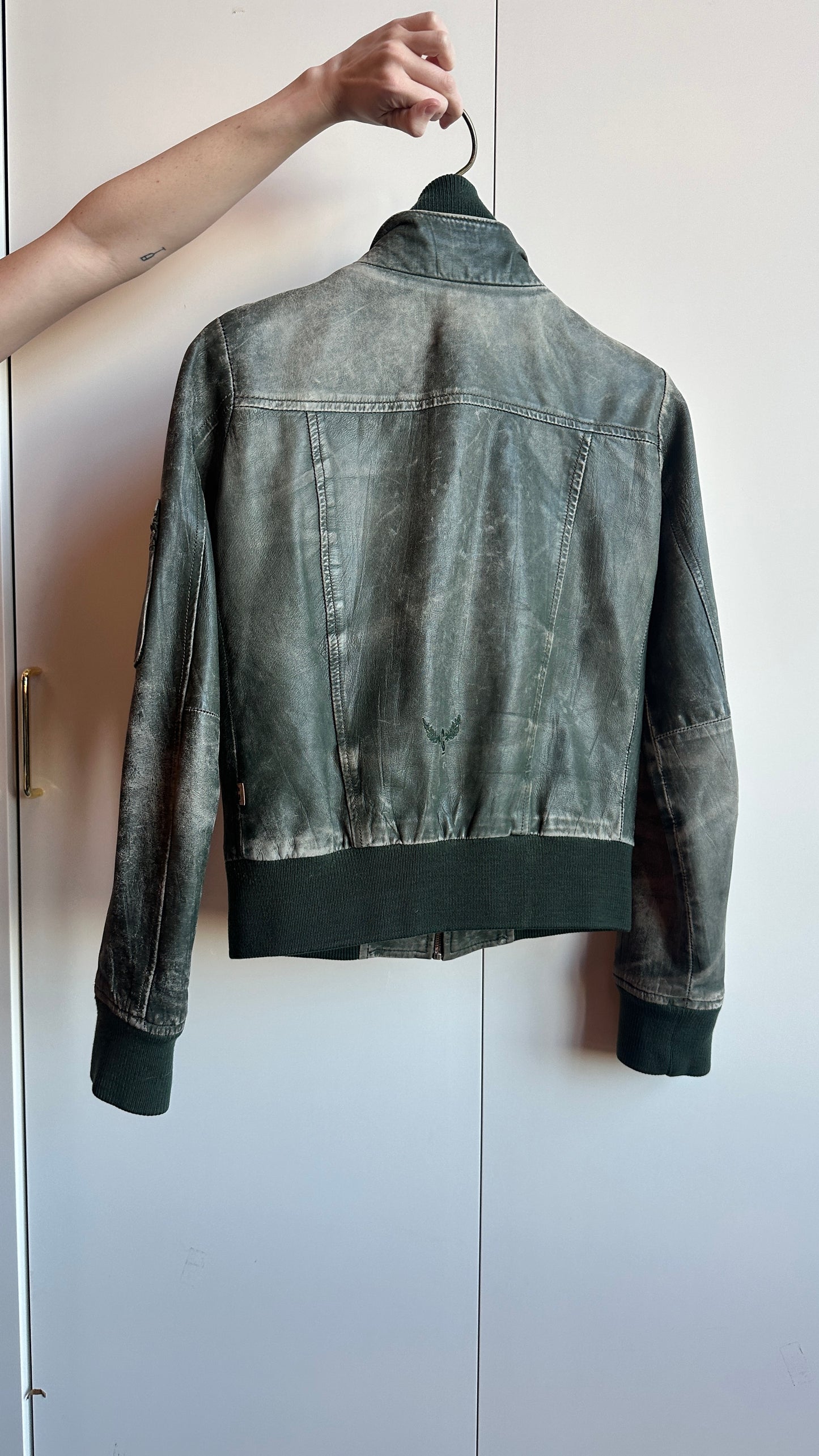 2000s Distressed Leather Cargo Jacket