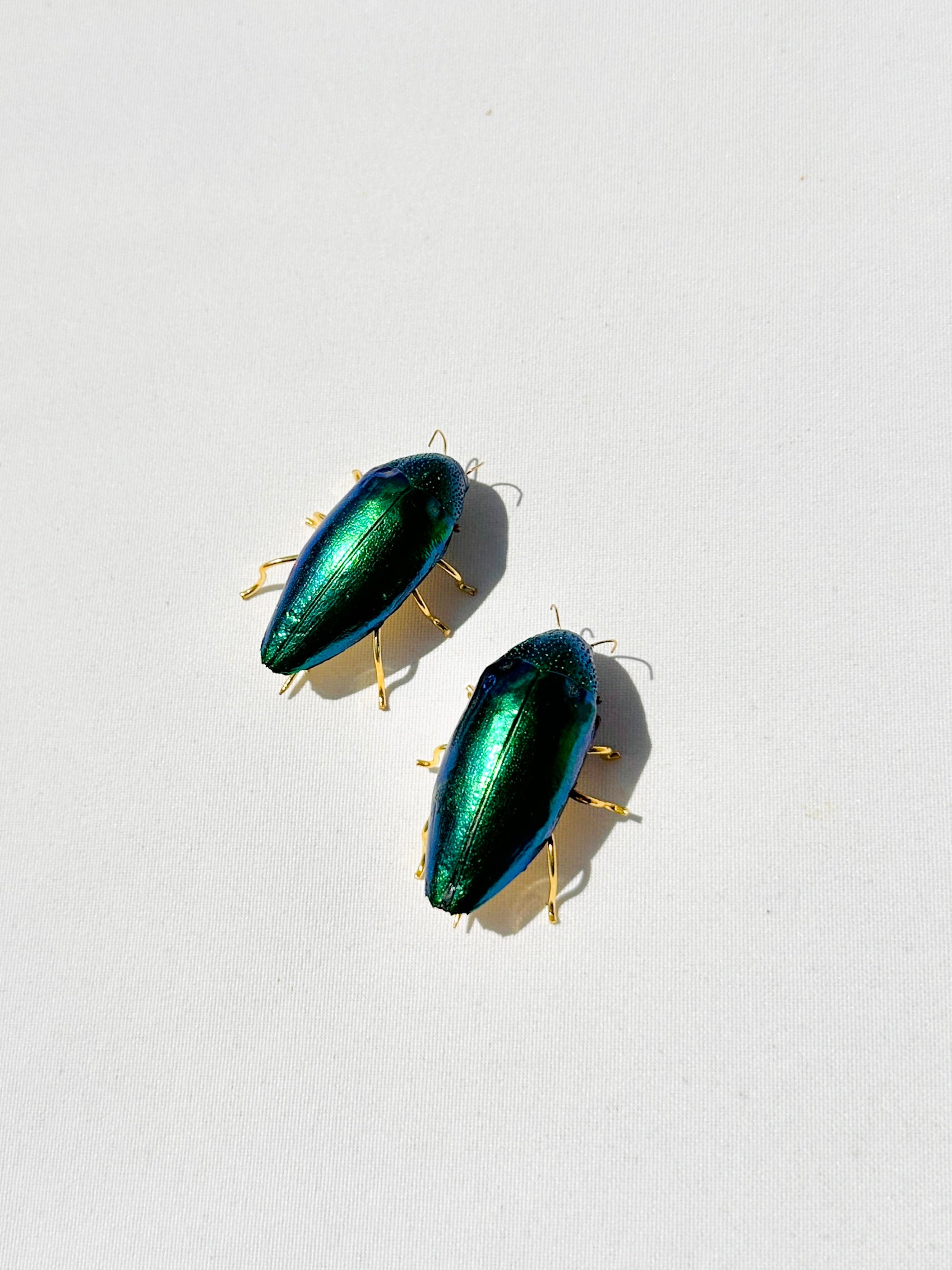 Vintage Scarab Beetle Brooch Pin - Green Enamel With Gold Tone Finish, Cherokee Artisan Style (D-873)