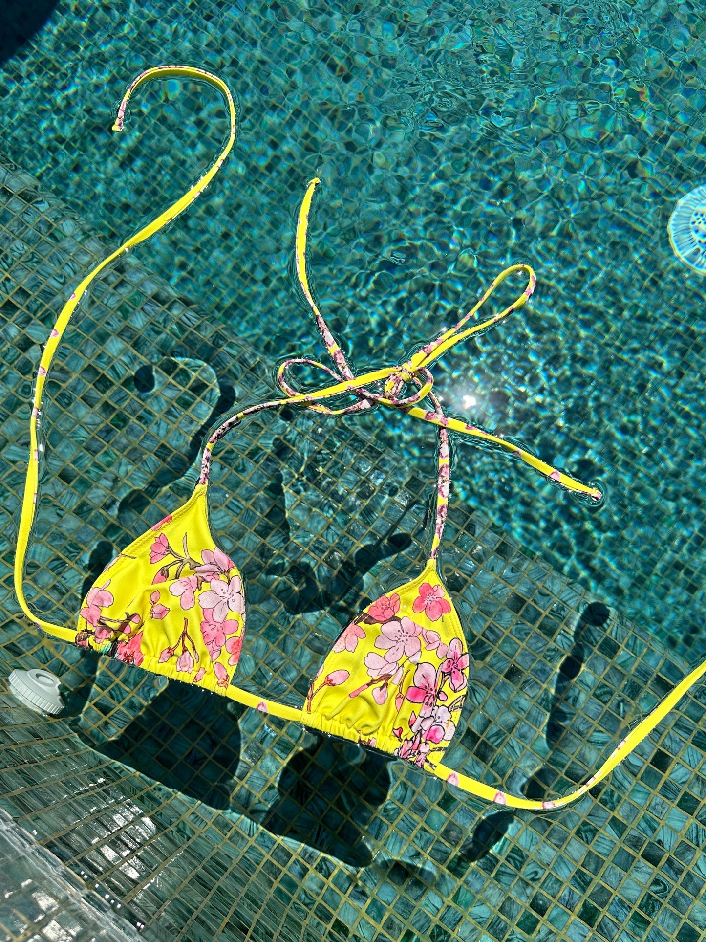 Alma Bikini Top in Electric Cherry Blossoms