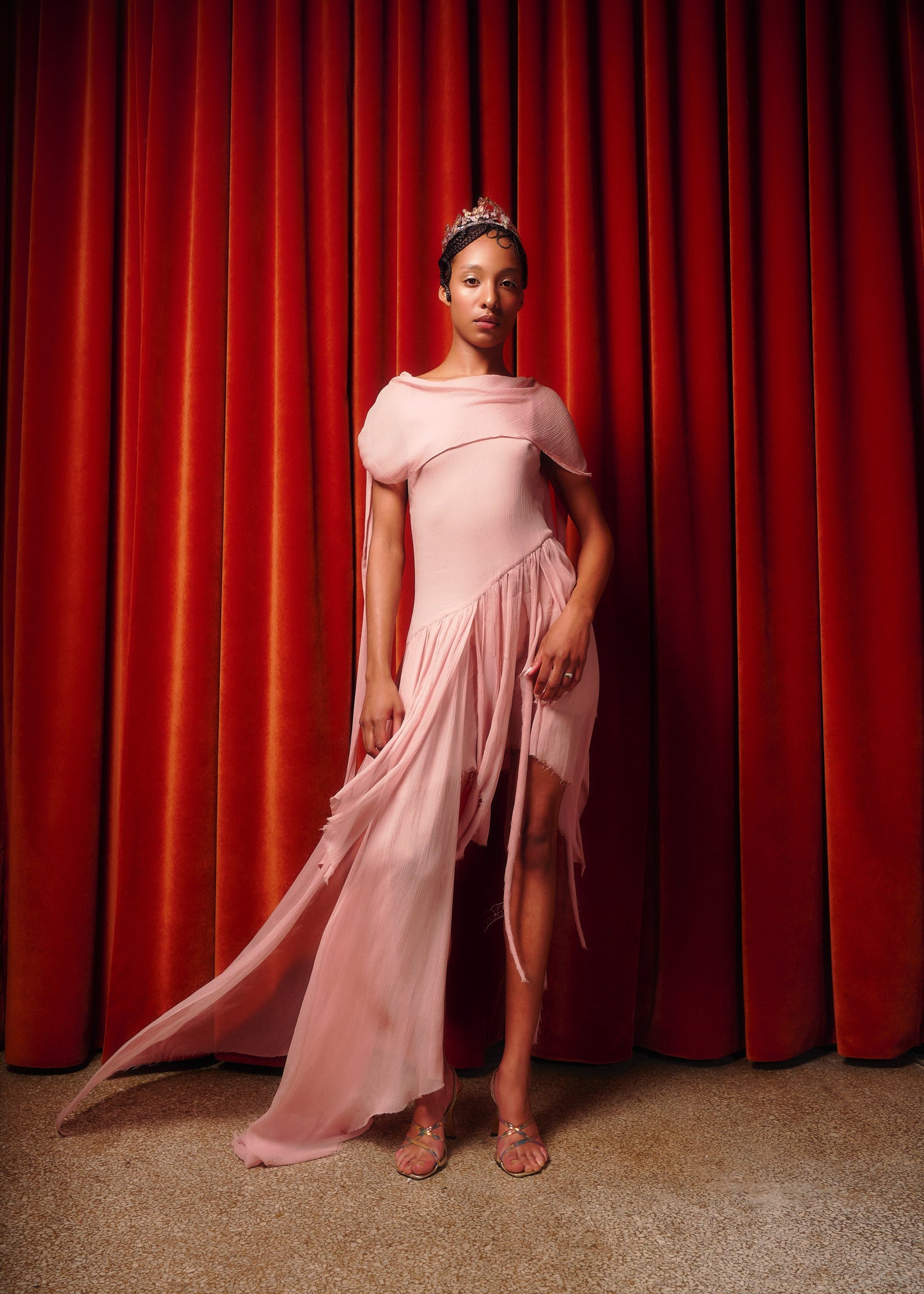 Eleanor Dress in Blush Silk