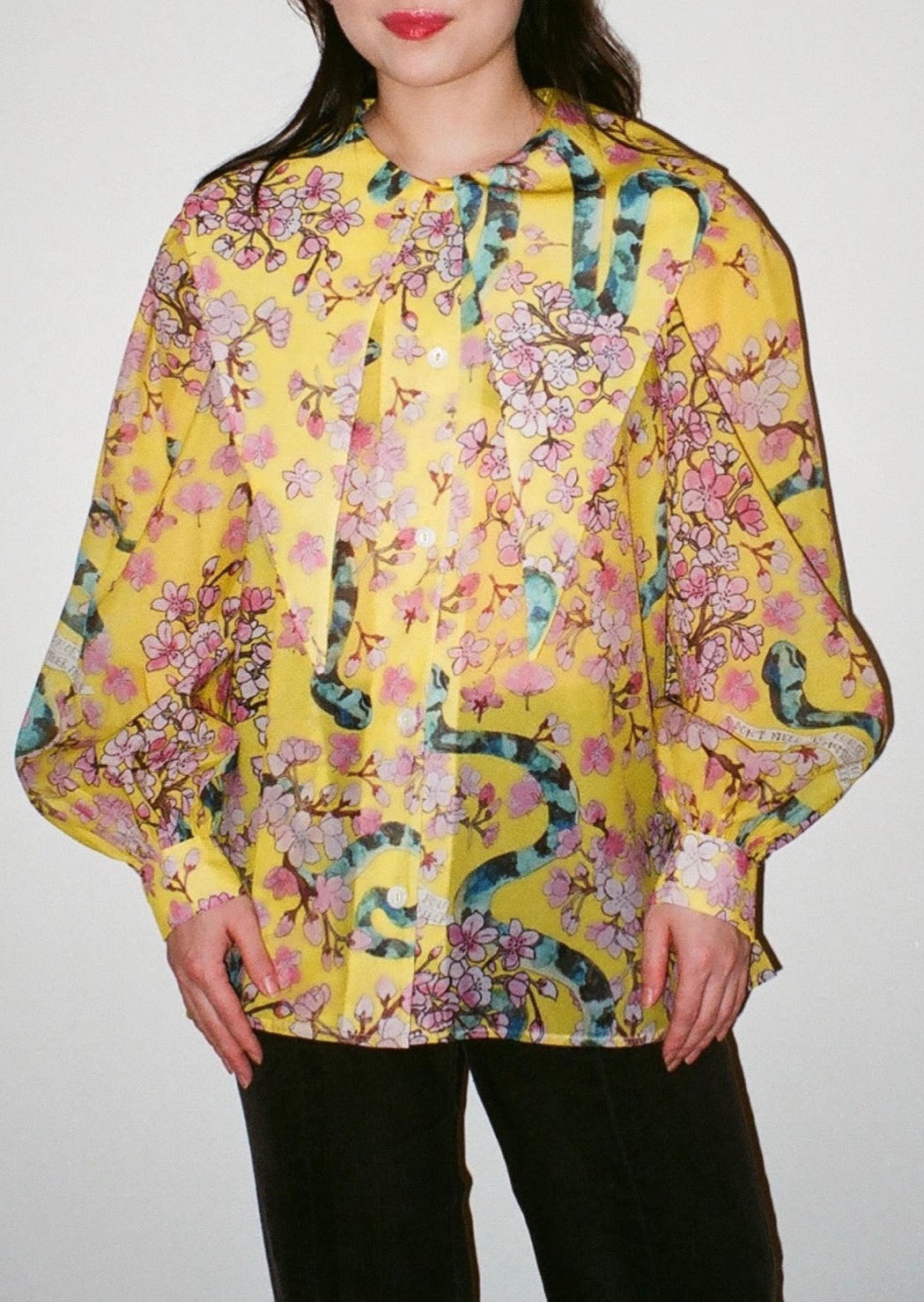 Beau Puff Sleeve Top in Electric Cherry Blossoms