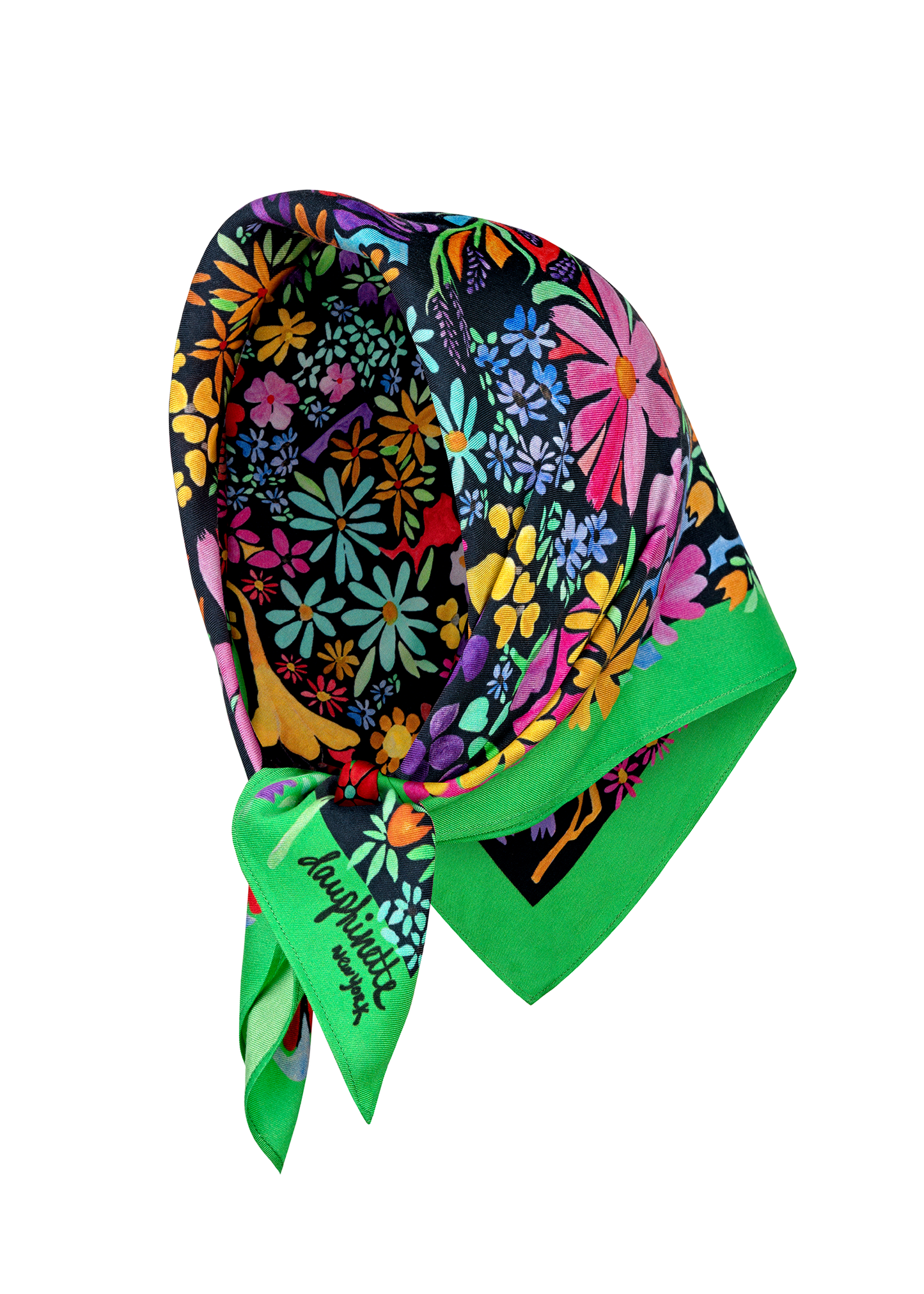 Olivia's and painted multicolored floral "wonderland" print on scarf