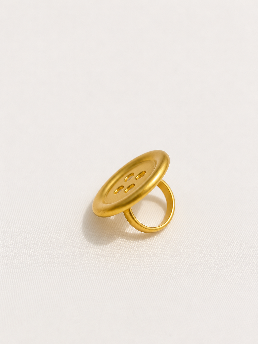 Button Ring in Brushed Gold