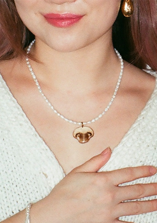 Men's Mushroom Pearl Choker With Assorted Beads | Nialaya | Wolf & Badger