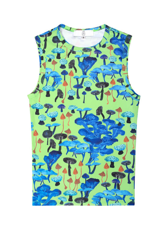 The platonically ideal high-cut tank top in our never-before-seen Death Cap for Cutie printed jersey. Hand-illustrated print by designer Olivia Cheng, made with surplus fabric found at our studio.