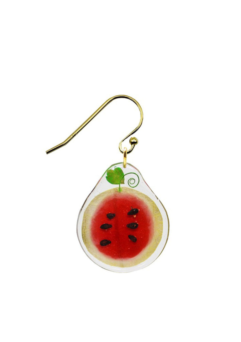 Resin Coated Itty Bitty Miniature Watermelon Round sliced in half on French Hook Earring