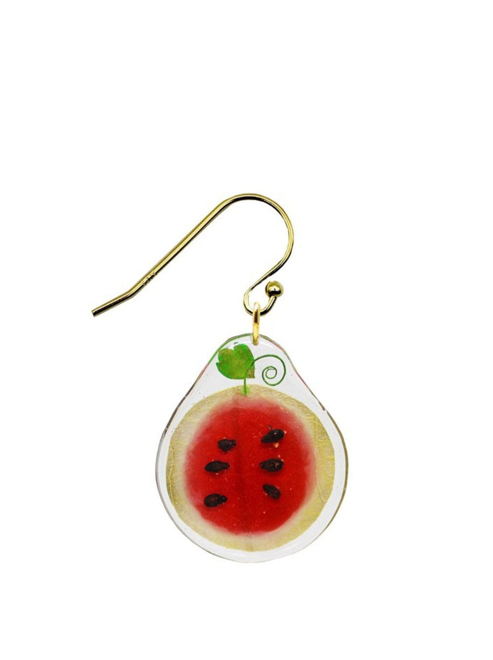 Resin Coated Itty Bitty Miniature Watermelon Round sliced in half on French Hook Earring