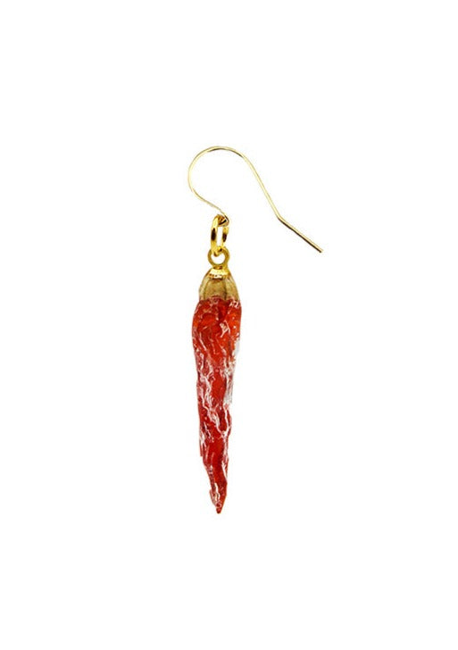 Resin Coated Miniature Red Pepper on a French Hook Earring