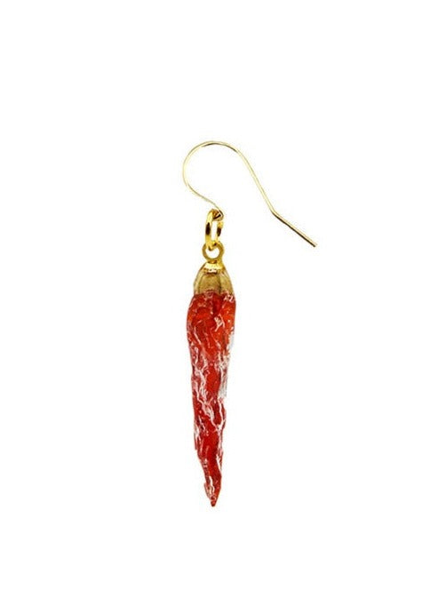 Resin Coated Miniature Red Pepper on a French Hook Earring