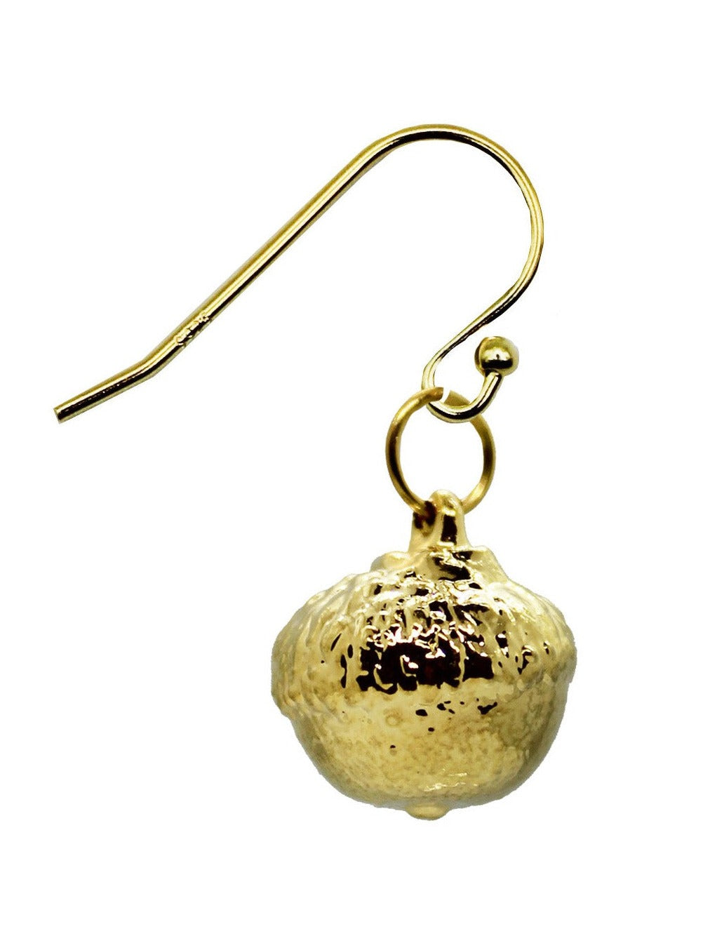 Real Miniature Acorn Electro-plated with 24 Karat Gold on a French Hook Earring