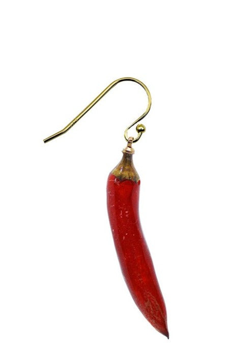 Resin Coated Red Garden Pepper on a French Hook Earring