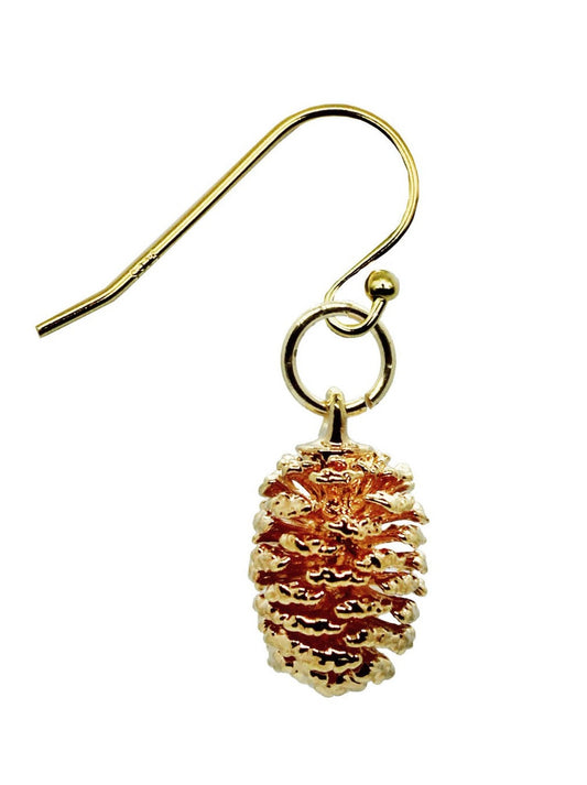 Real Miniature Acorn Electro-plated with 24 Karat Gold on a French Hook Earring