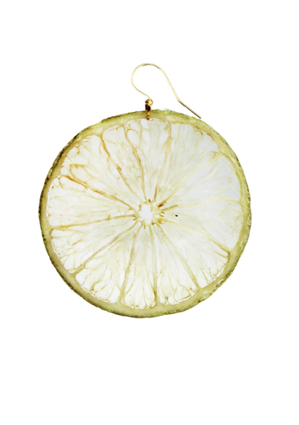 Resin Coated Slice of Lime on a French Hook Earring