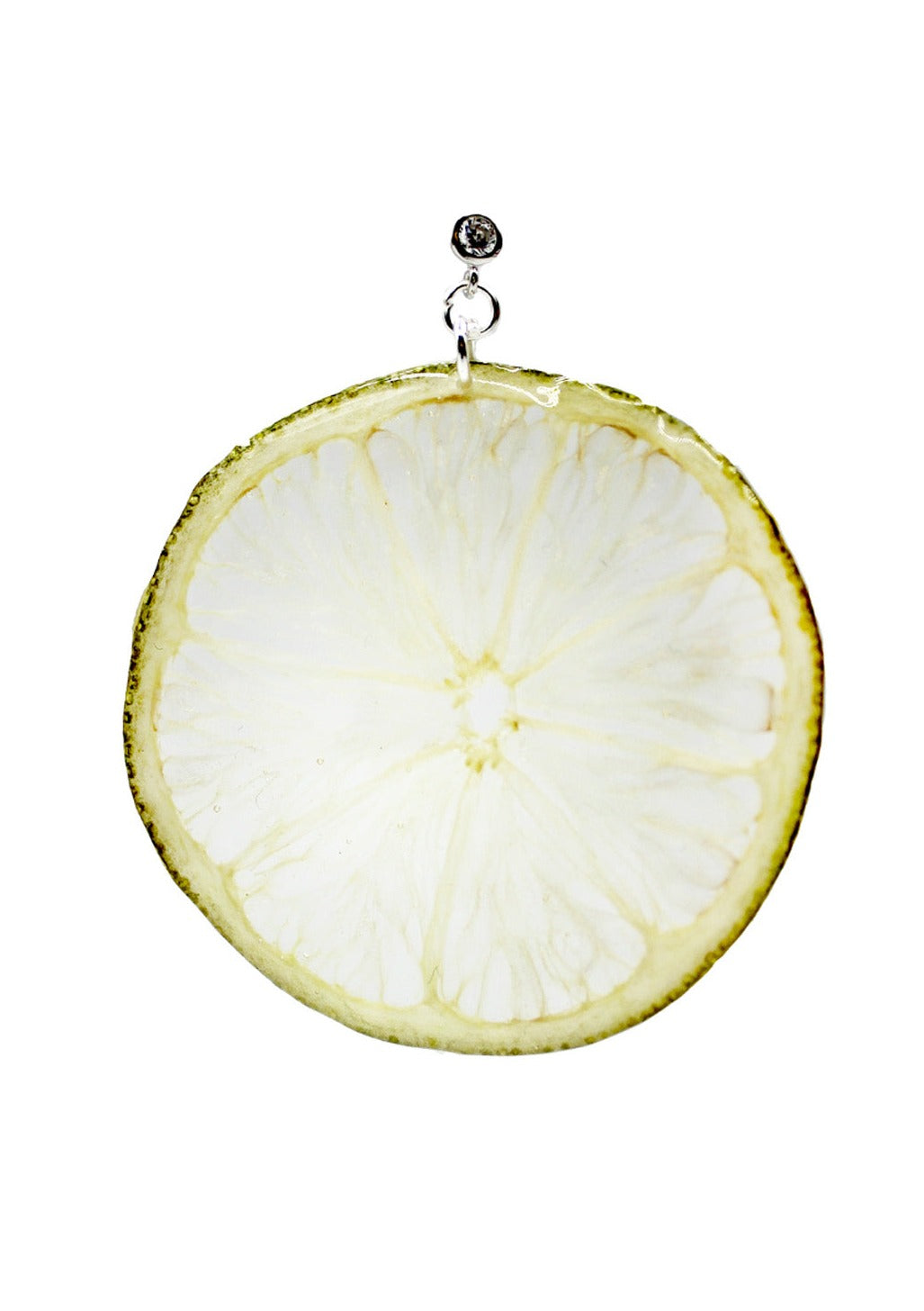 Resin Coated Slice of Lime on a Silver Stud Earring