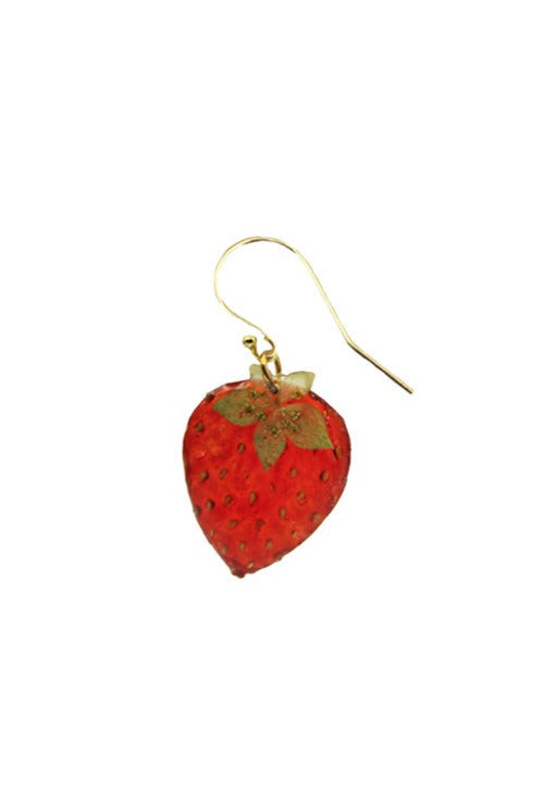 Resin Coated Strawberry on a French Hook Earring