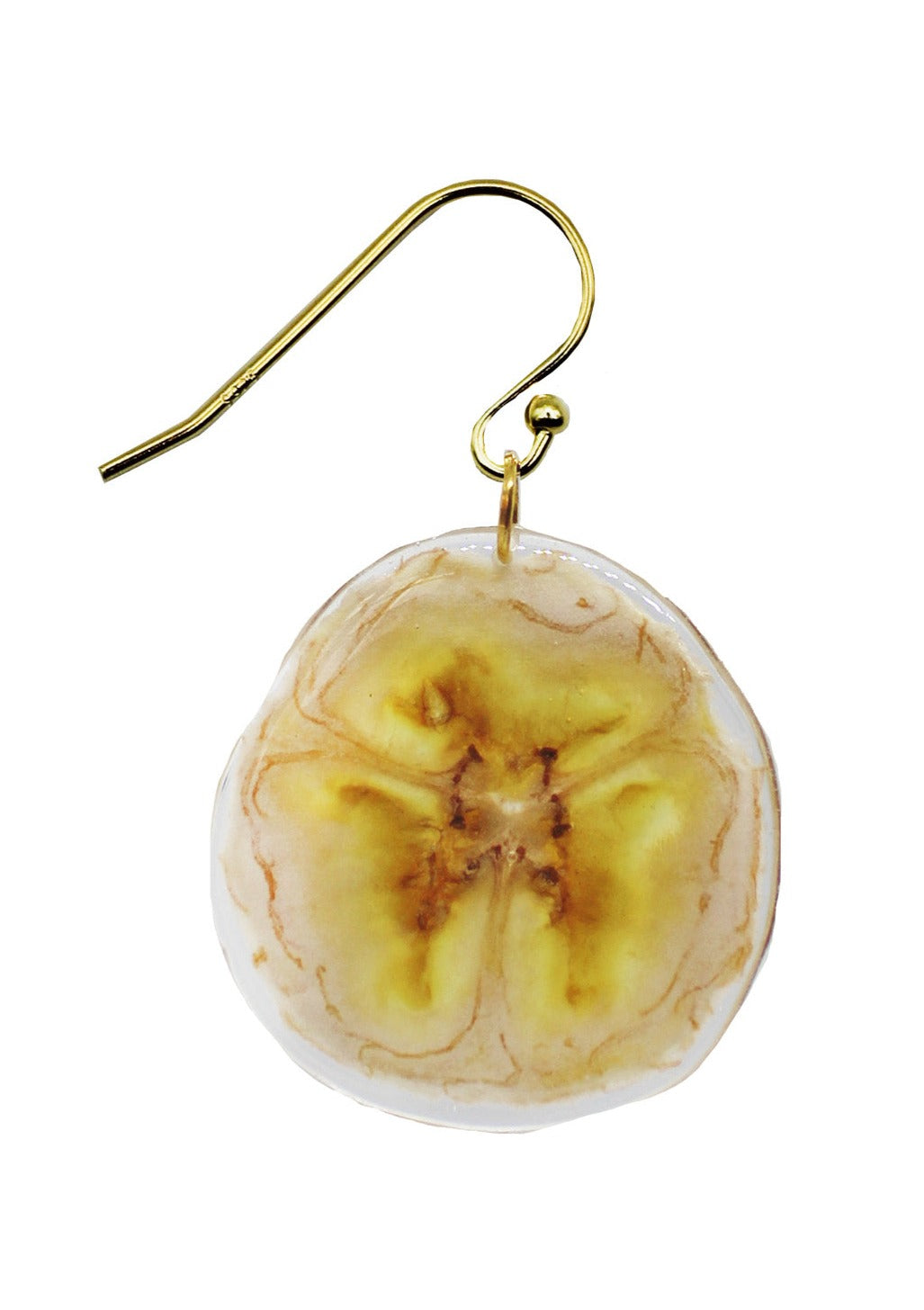 Resin Coated Slice of Banana on a French Hook Earring