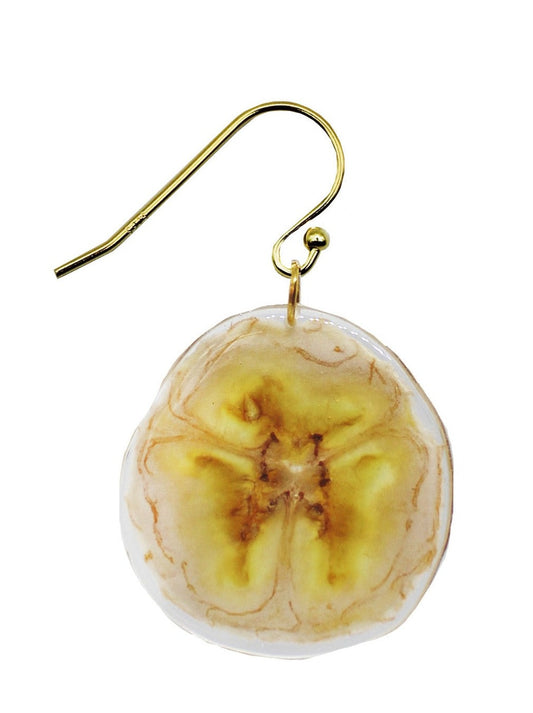 Resin Coated Slice of Banana on a French Hook Earring