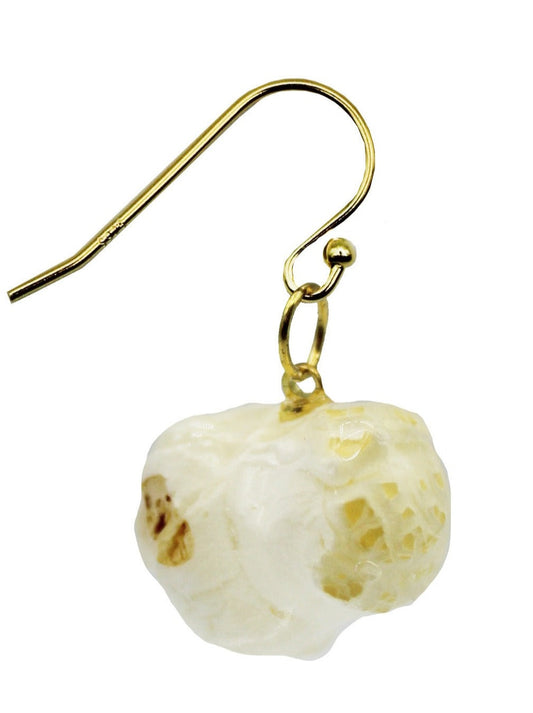 Resin Coated Piece of Popcorn on a French Hook Earring