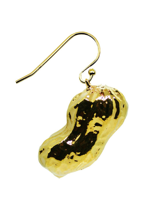 Peanut electro-plated with 24-karat gold on a french hook earring.
