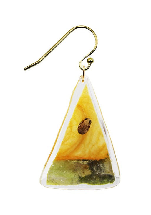 Resin Coated Miniature Triangular Slice of Golden Watermelon on a French Hook Earring
