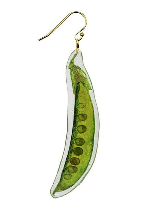 Resin Coated Pea Pod on a French Hook Earring