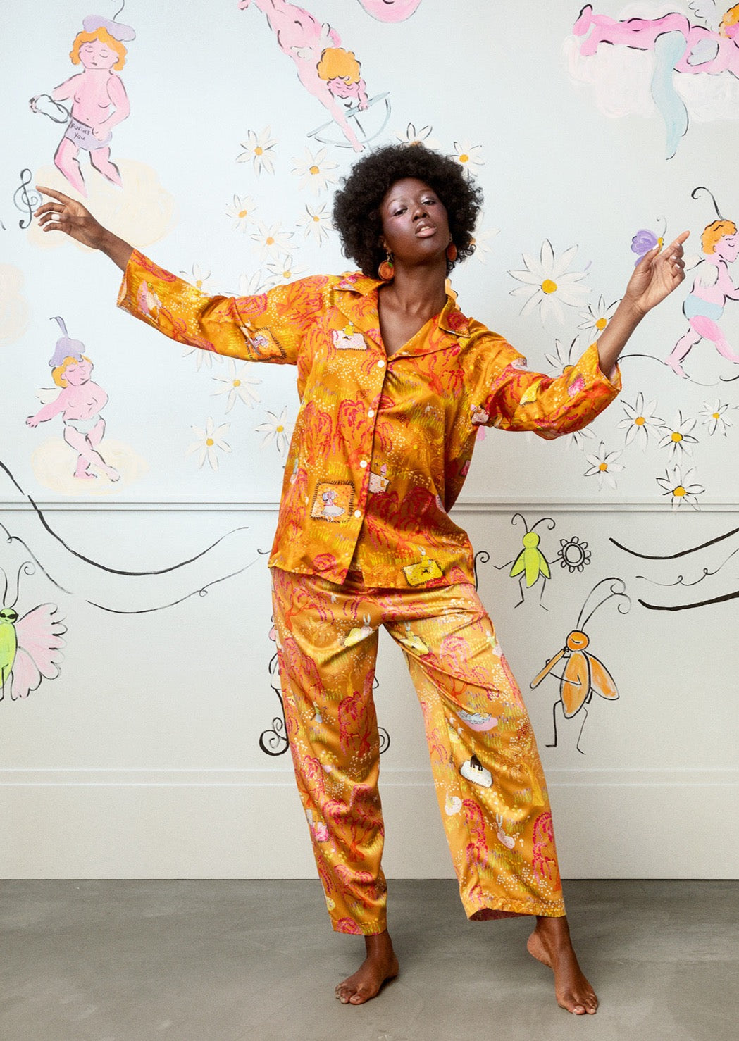 Relax into angelically soft viscose, printed in our SS22 Whiskey Business print. Happily suited animals relax, dance, and situate amongst frabjously fuchsia willow trees-- a guaranteed mood lift.