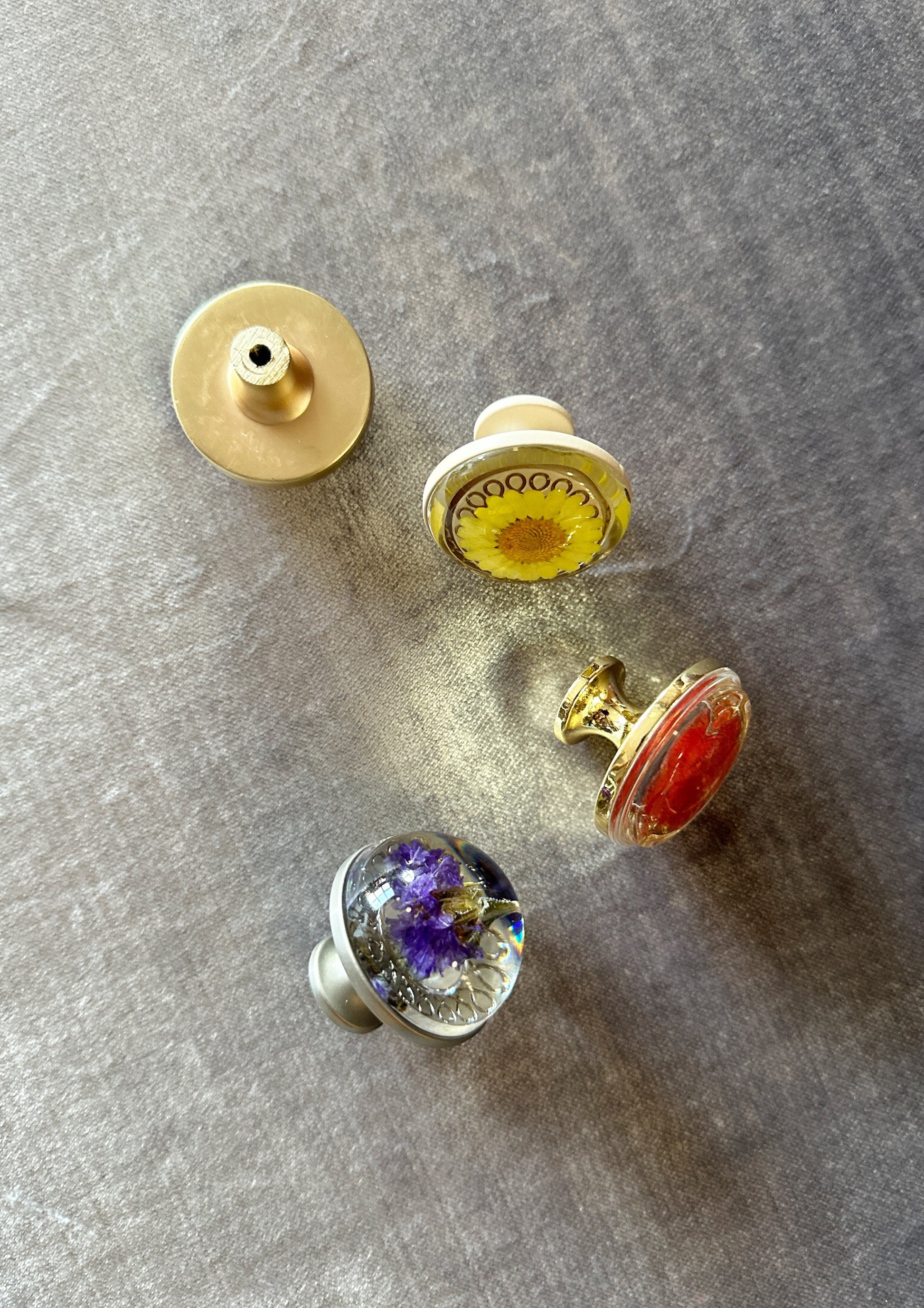 flowers preserved in resin to adorn your doors, cabinets, and treasure chests.