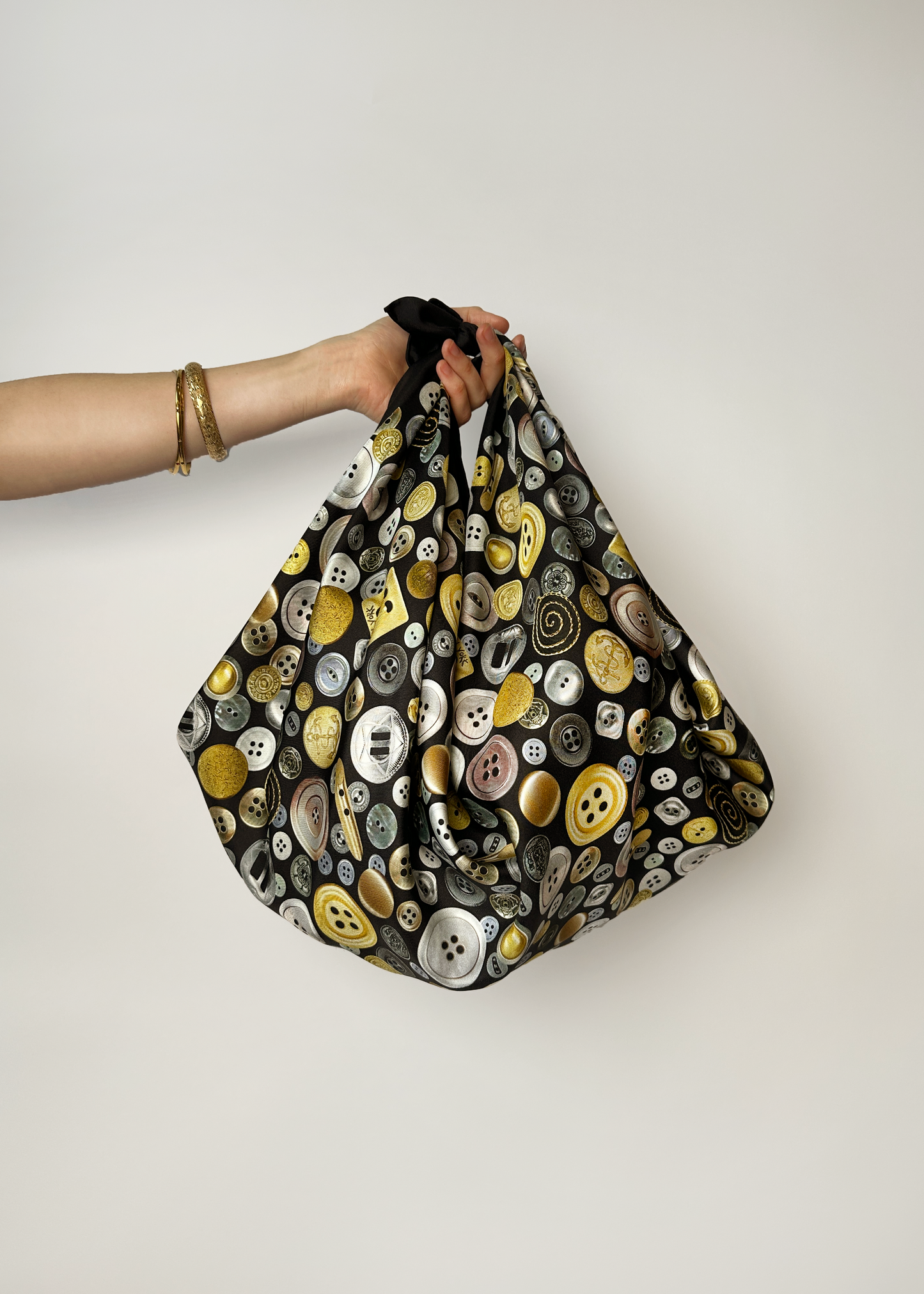 Button Print Silk Scarf