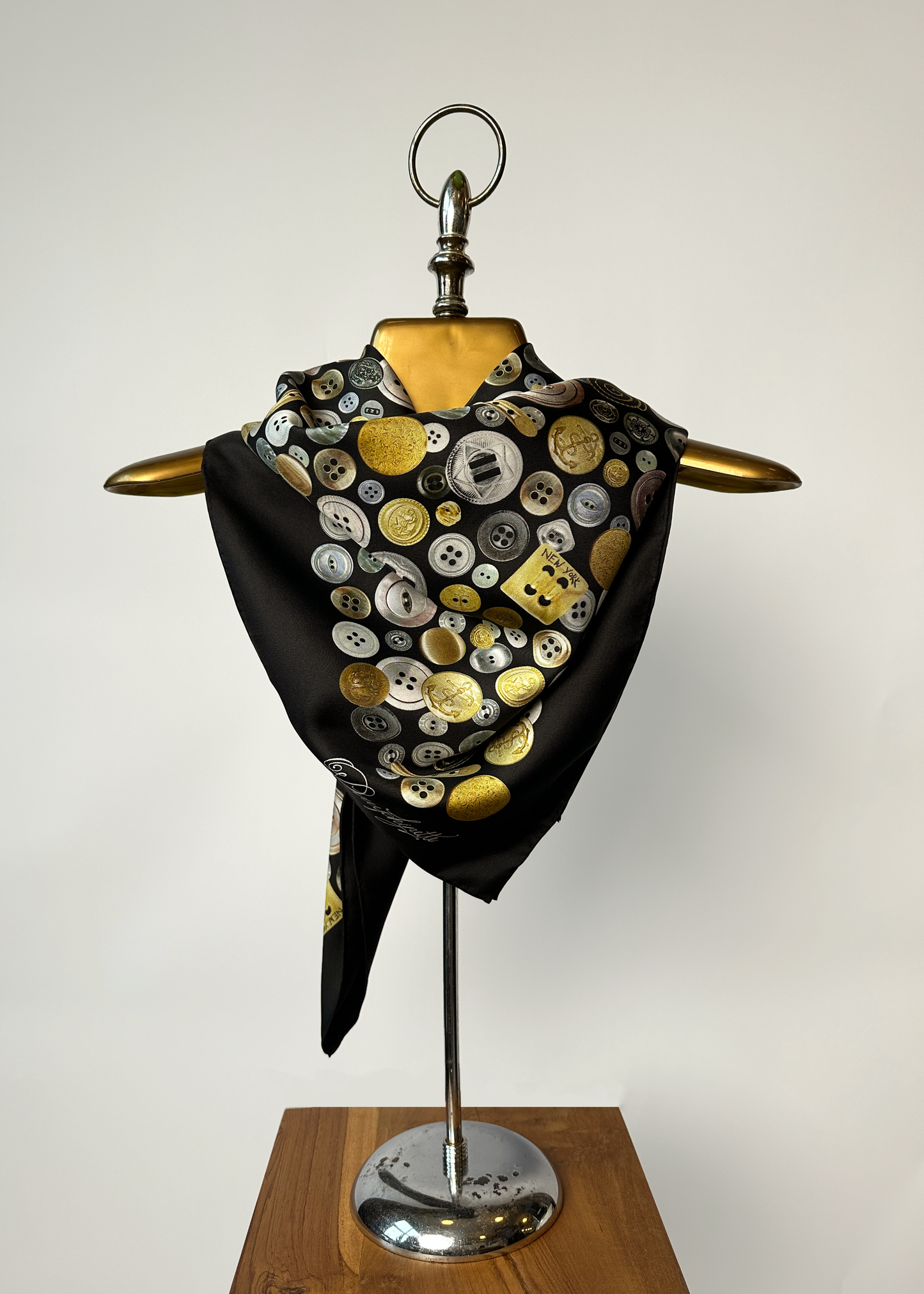 Button Print Silk Scarf