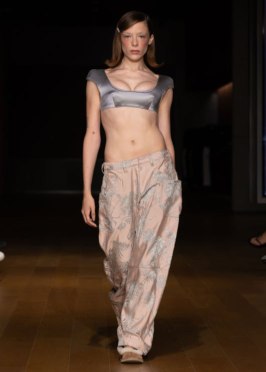 Little Bra Top in Silver Satin (SS27 Pre-Order)
