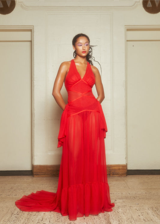 Miriam Dress in Ruby Silk
