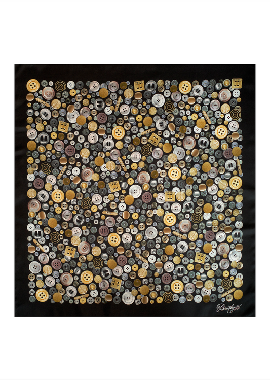 Button Print Silk Scarf