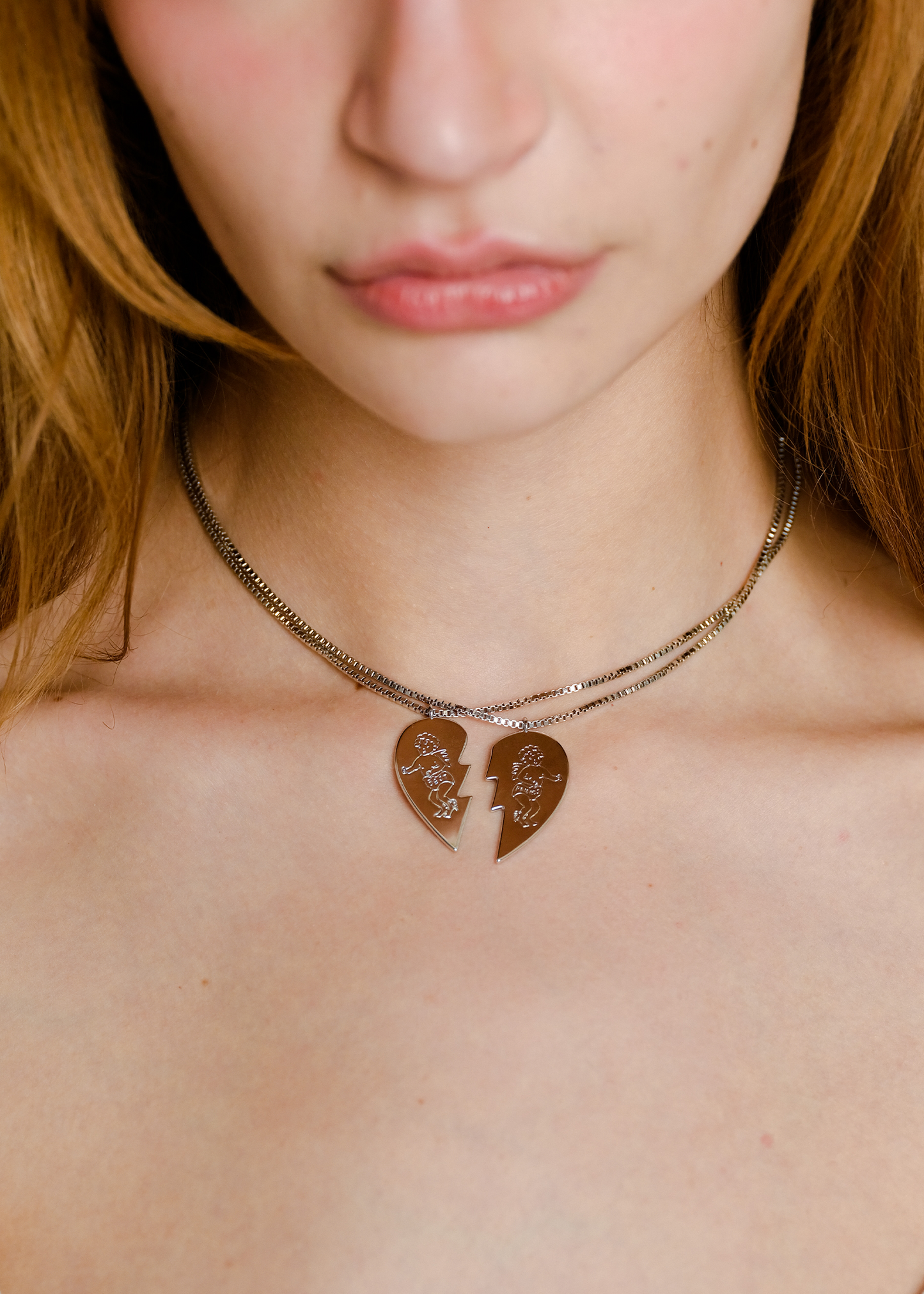 Happy Hearts Necklace Pair in BFF Cherubs