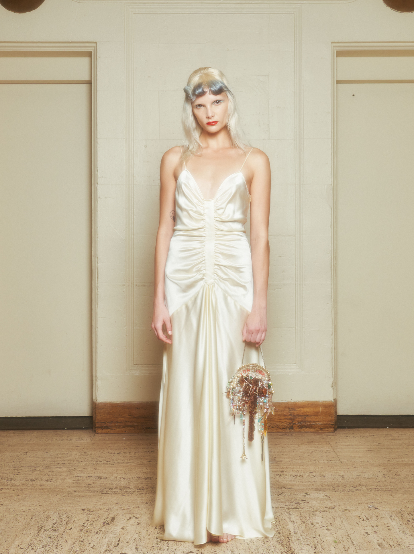 Hattie Dress in Ivory Silk Charmeuse