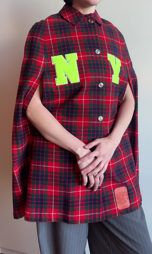 1970s Upcycled Tartan Wool Cape