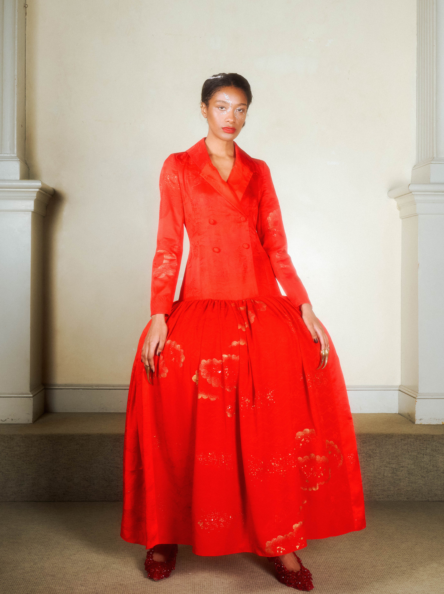 red silk kimono dress 50s Red Silk Kimono