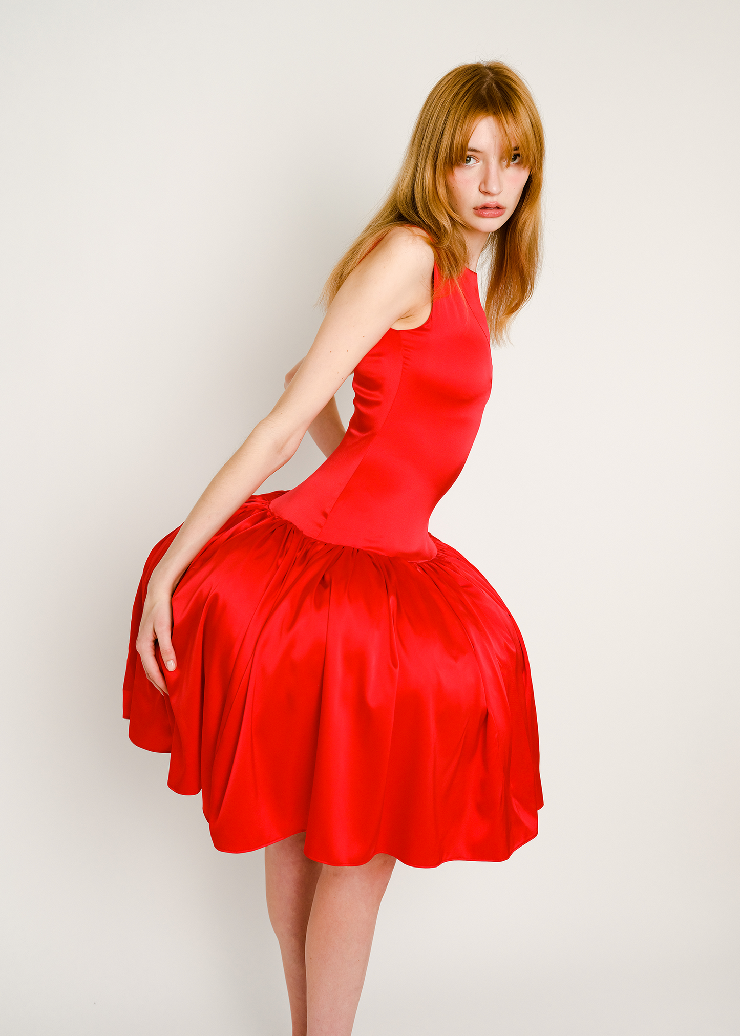 Patty Dress in Red Silk