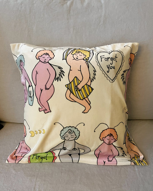 Sleepy Cherub Velvet Pillow