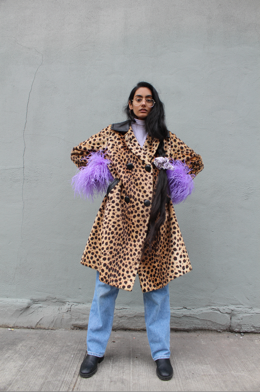 Jackie Cheetah Coat - Lavender