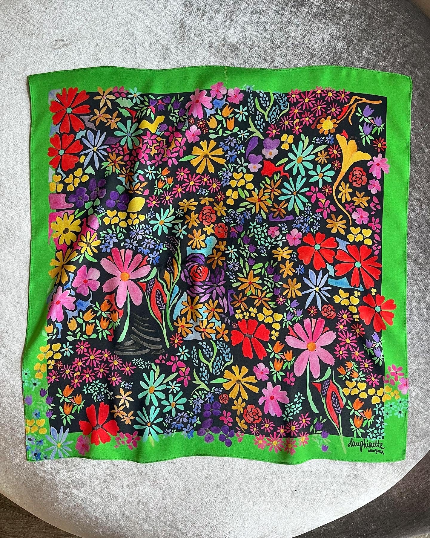 Olivia's and painted multicolored floral "wonderland" print on scarf