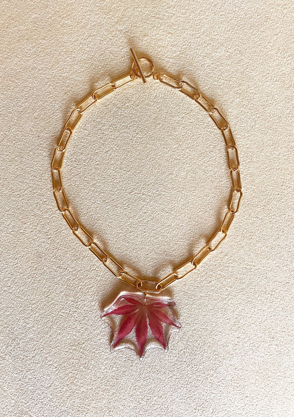 Red Japanese Maple Chain Necklace
