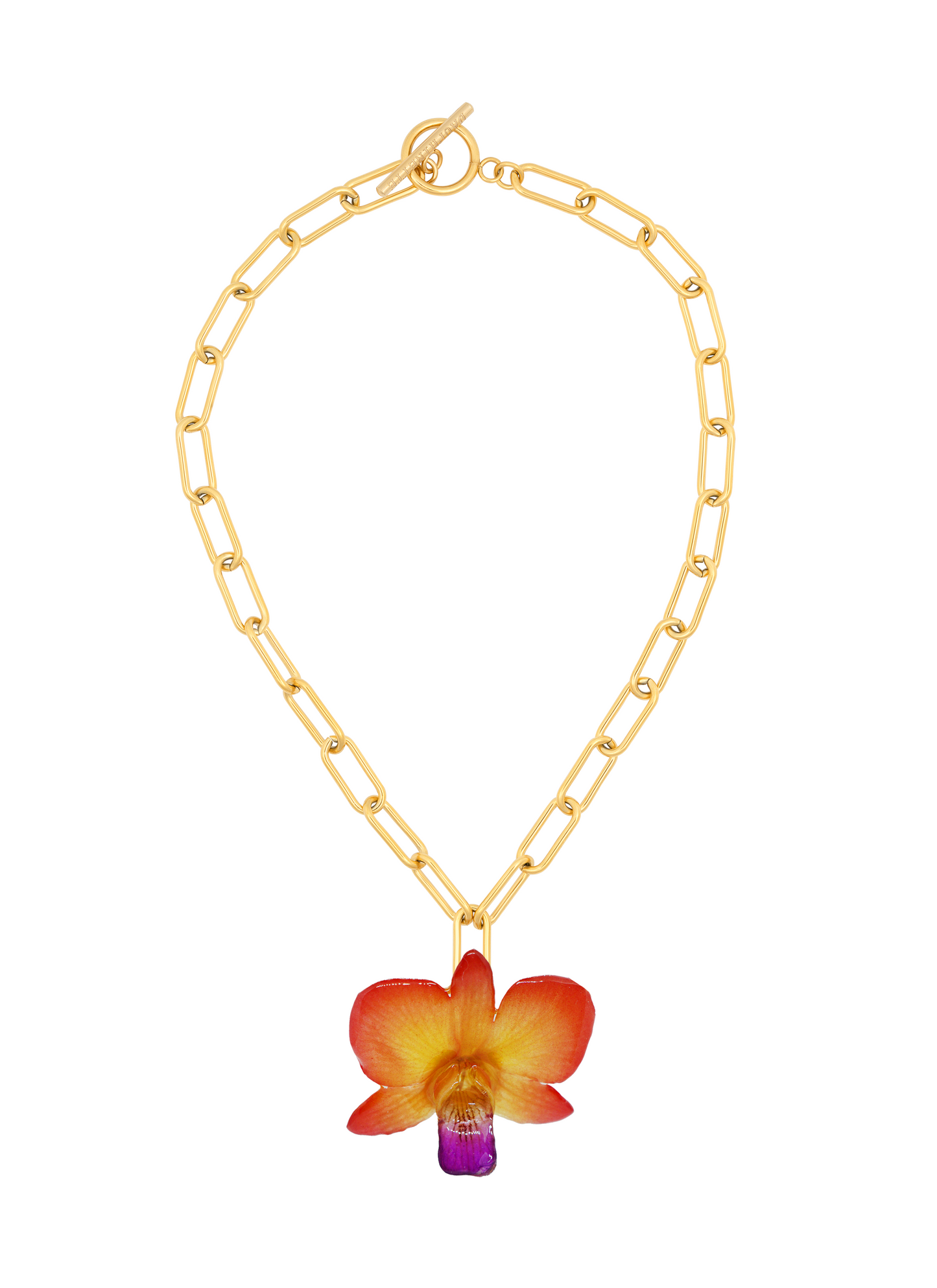 Golden Orchid Chain Necklace