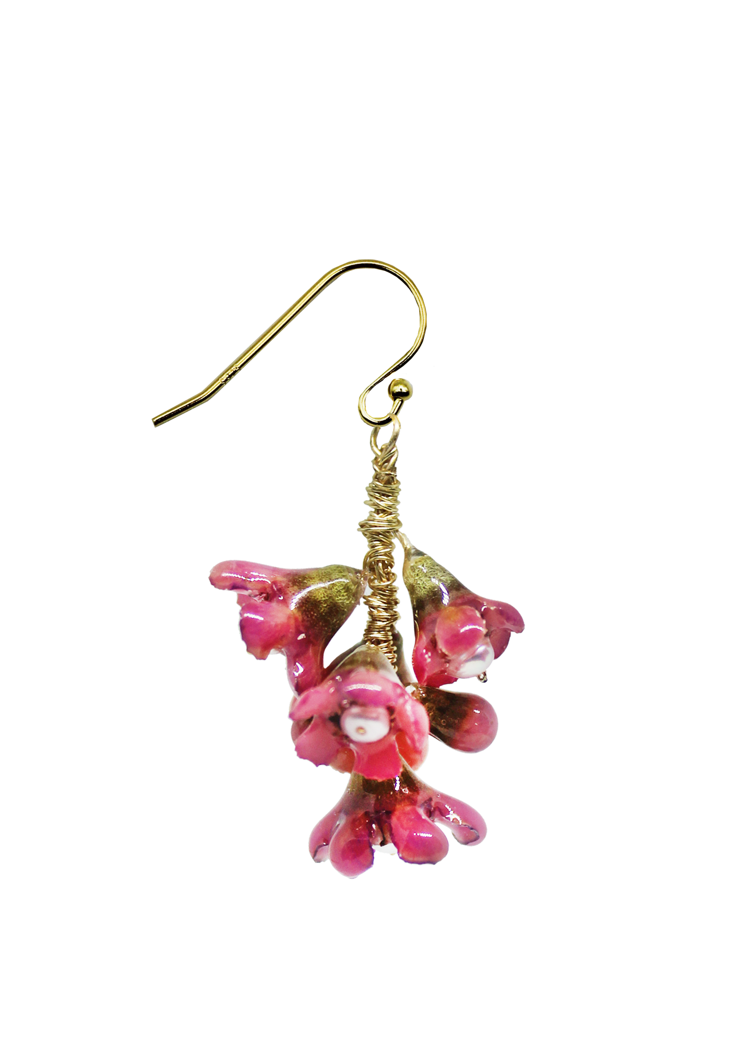 Resin Coated Pink Manuka Flowers in a Chandelier Formation on a French Hook