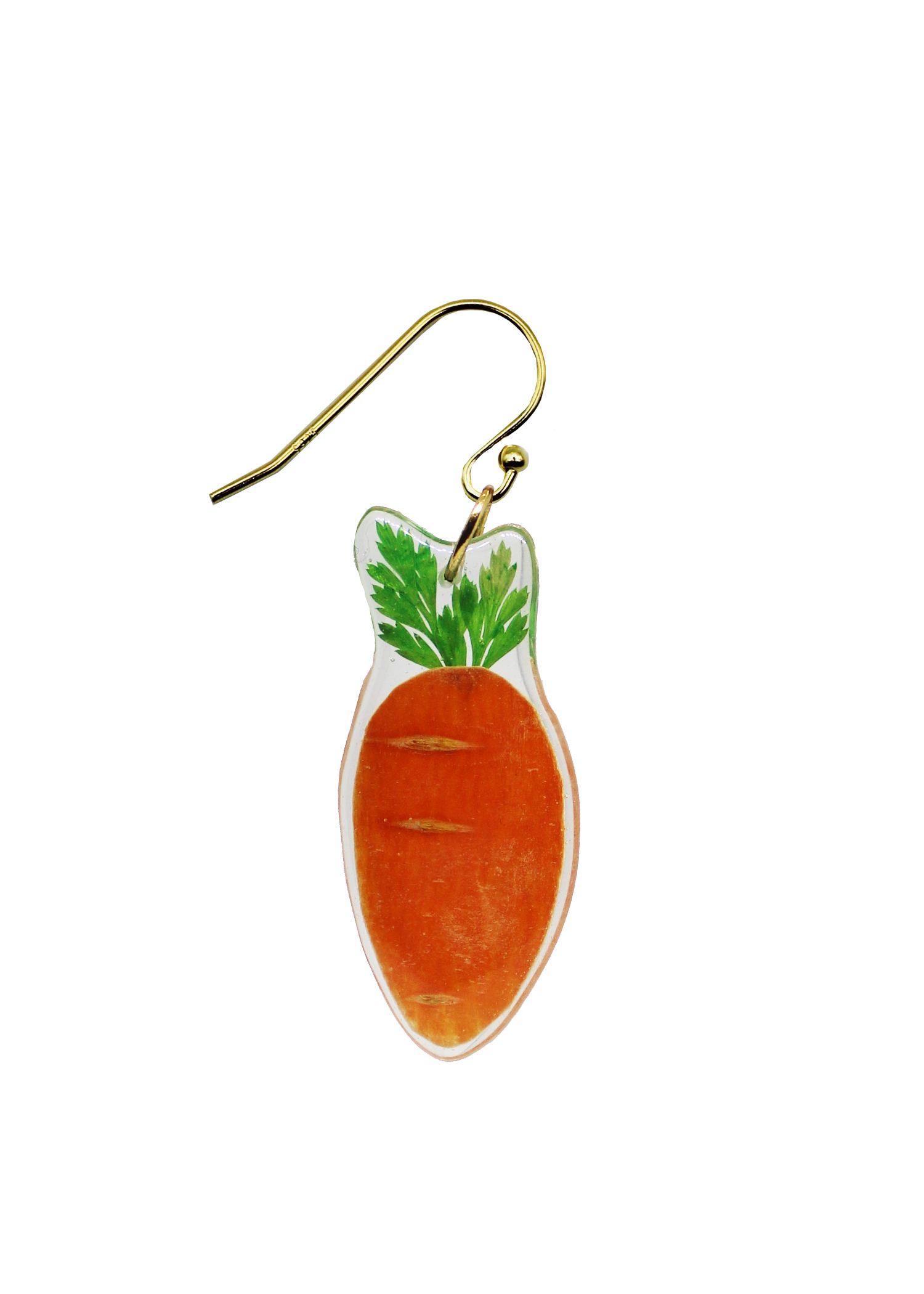 Resin Coated Miniature Carrot on a French Hook Earring