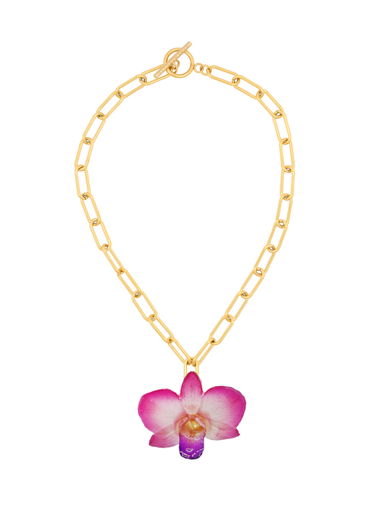 Rose Orchid Chain Necklace