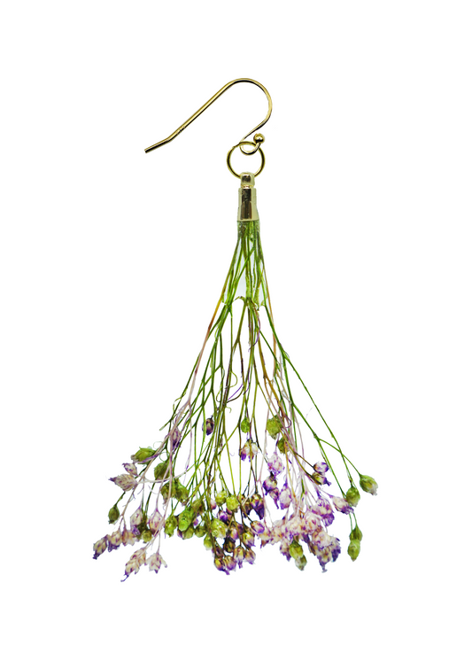resin coated Wisteria Bouquet on French Hook Earring